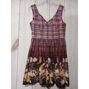 Hell Bunny Dress Ladies Medium Pink Floral Sleeveless Skater‎